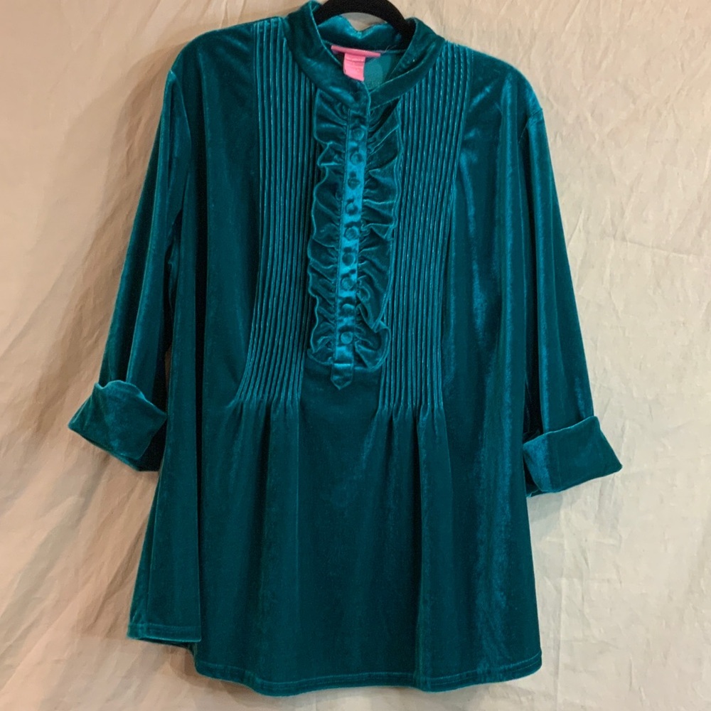 Woman Within Teal Tunic Top